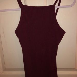 Maroon tank top.